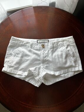 Abercrombie & Fitch White Denim Roll Cuff Shorts, Size 10